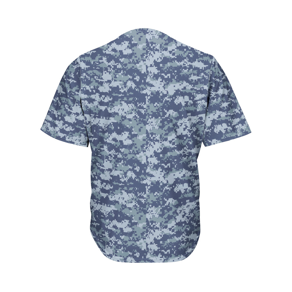 Navy Digital Camo Pattern Print Men's Baseball Jersey