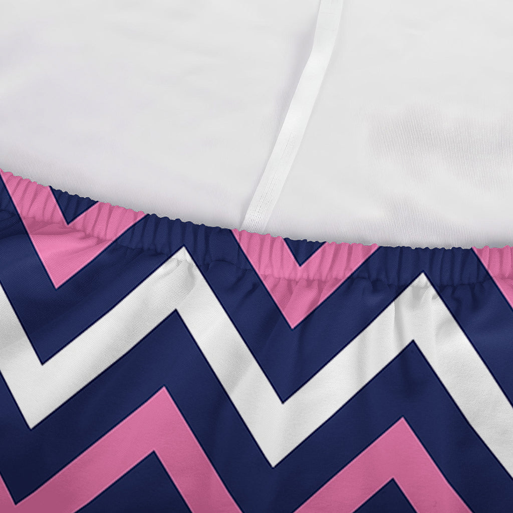Navy Pink And White Chevron Print Sofa Cover