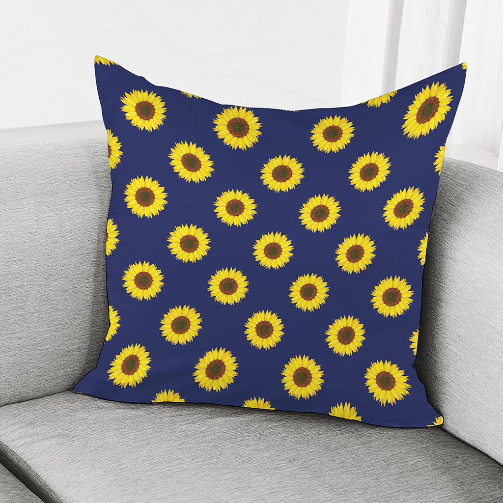 Navy Sunflower Pattern Print Pillow Cover