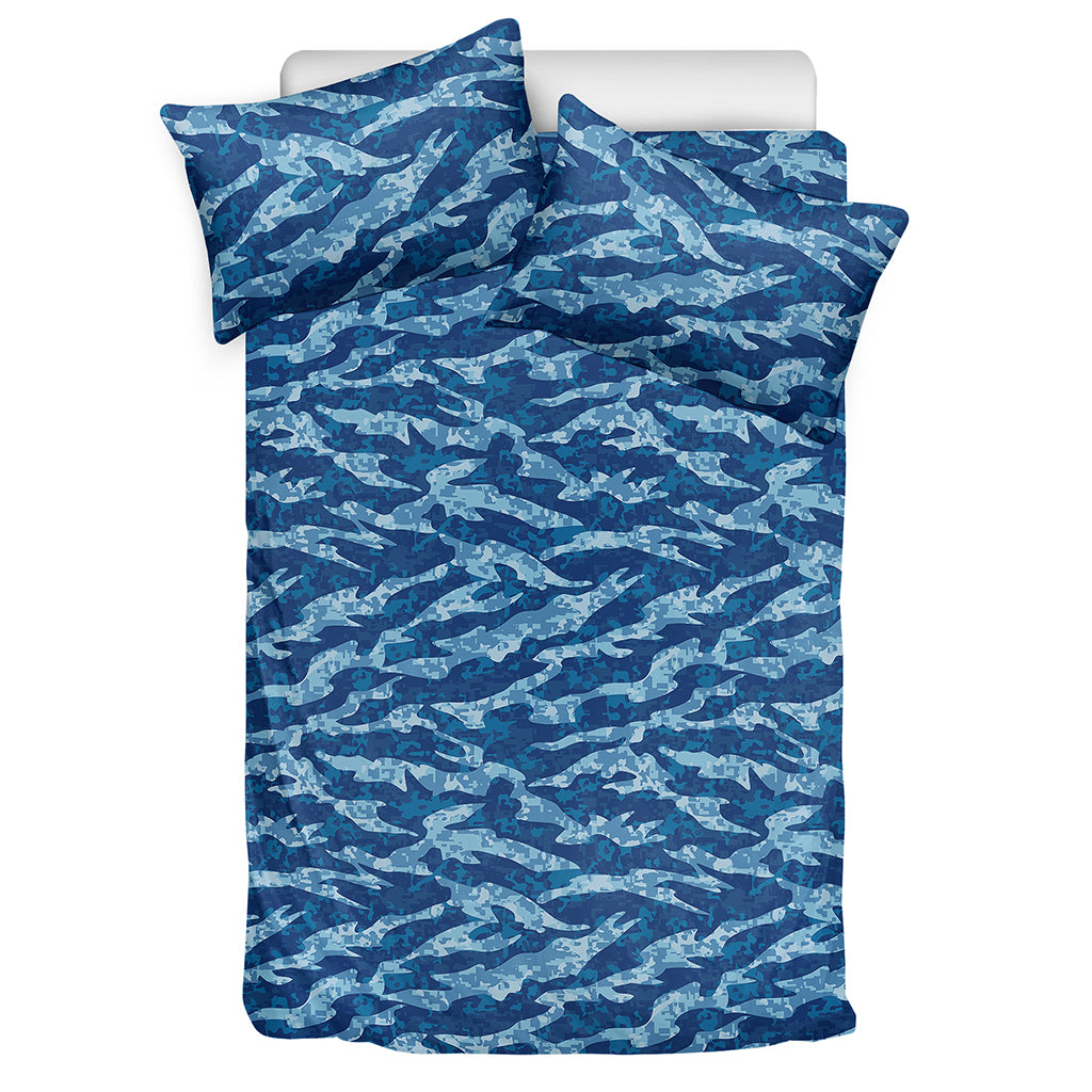 Navy Tiger Stripe Camo Pattern Print Duvet Cover Bedding Set