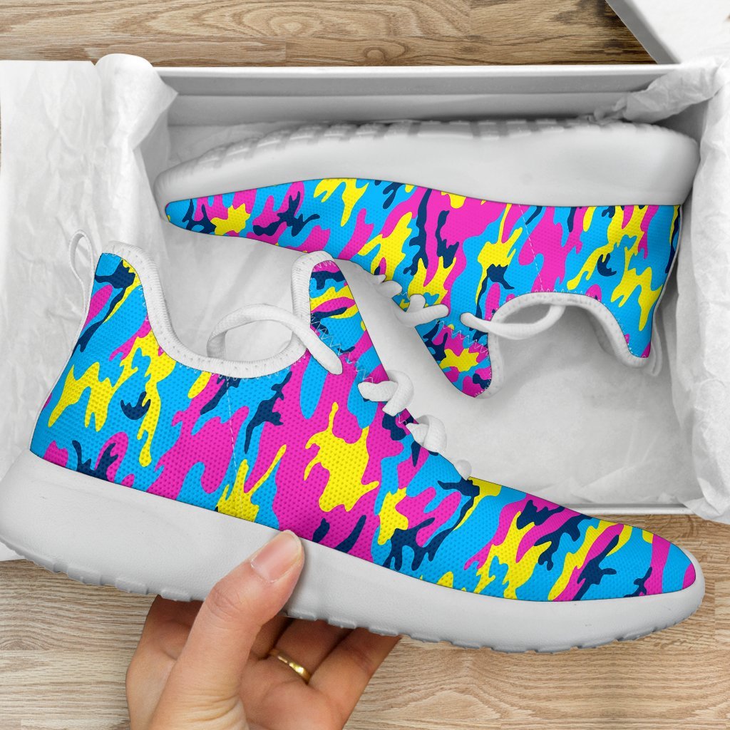 Neon Camouflage Print Mesh Knit Shoes GearFrost