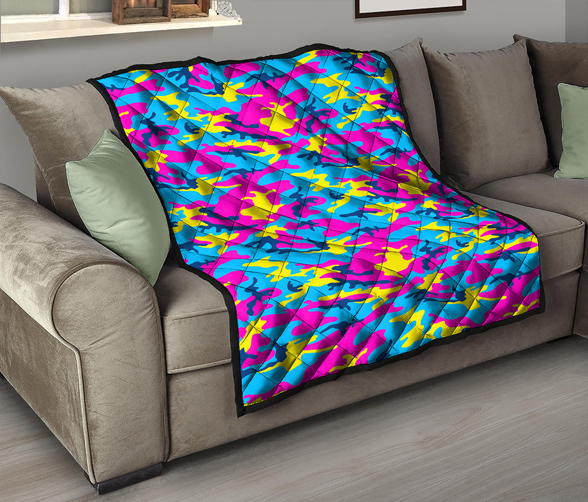 Neon Camouflage Print Quilt