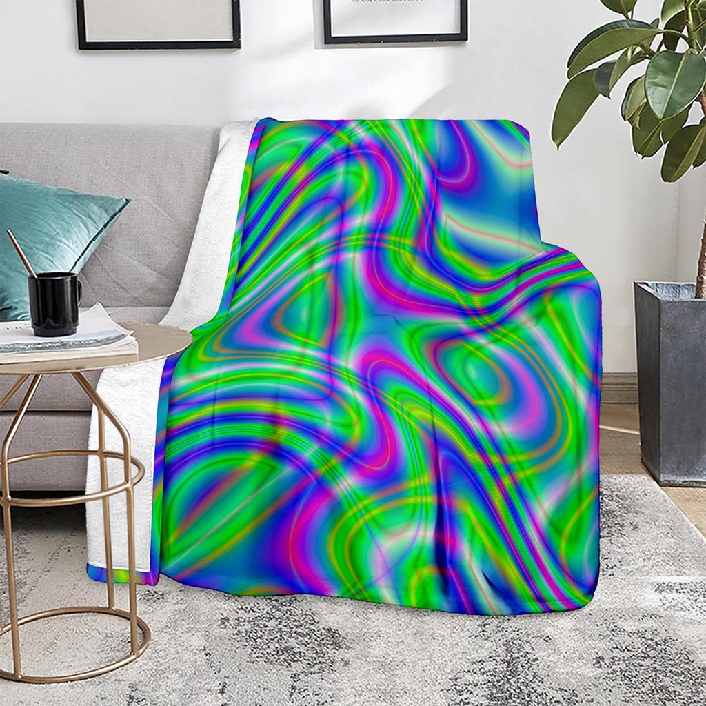 Neon Green Psychedelic Trippy Print Blanket