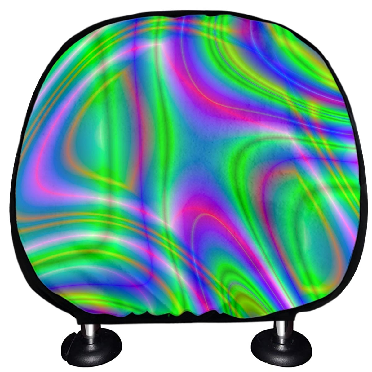 Neon Green Psychedelic Trippy Print Car Headrest Covers