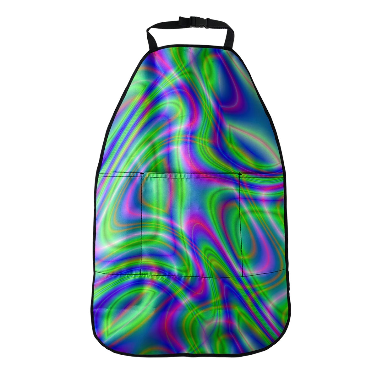 Neon Green Psychedelic Trippy Print Car Seat Organizers