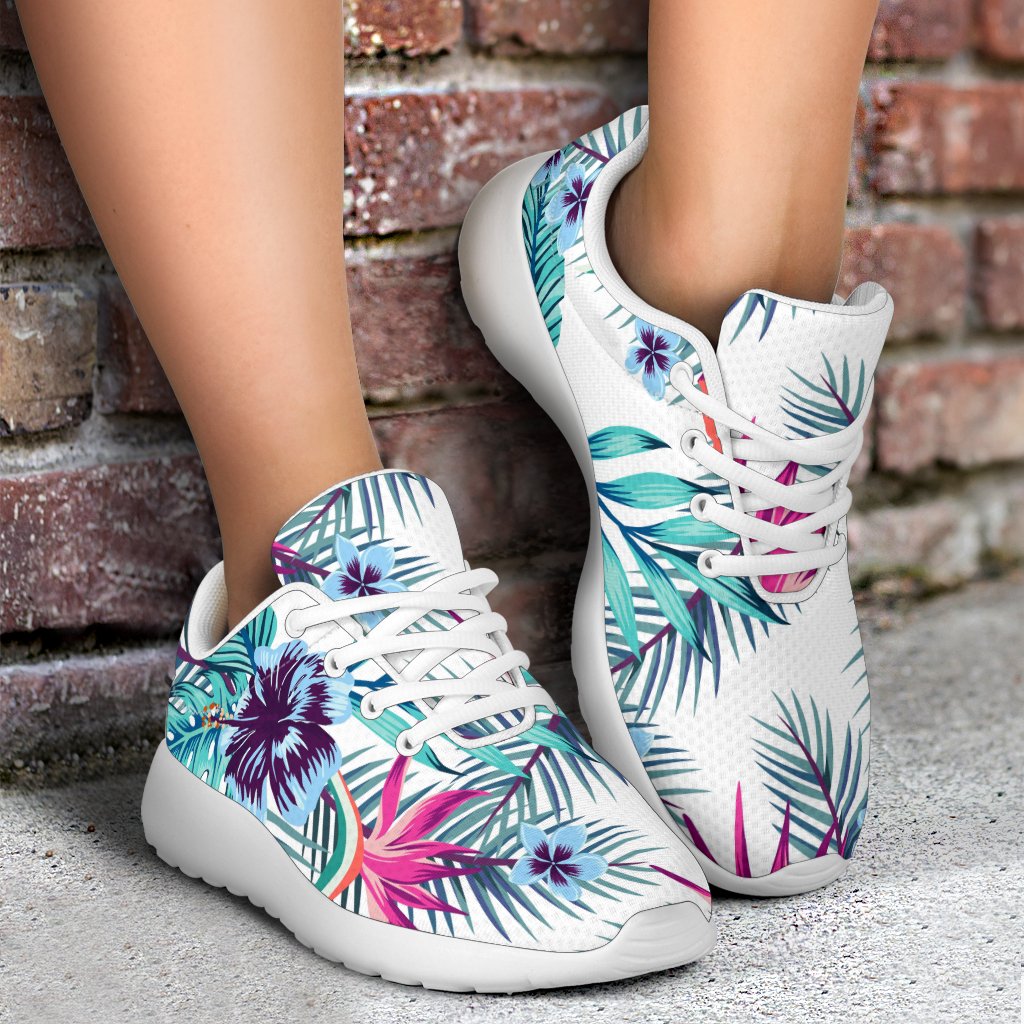 Neon Hibiscus Tropical Pattern Print Sport Shoes GearFrost