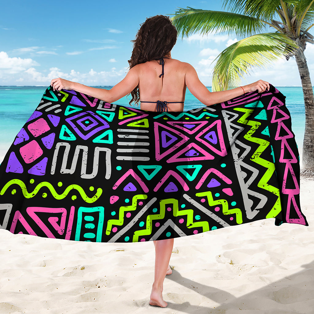 Neon Native Aztec Pattern Print Beach Sarong Wrap