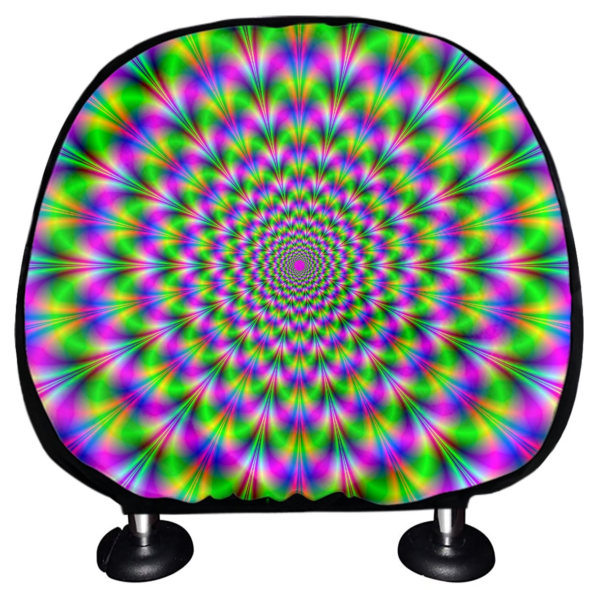 Neon Psychedelic Optical Illusion Car Headrest Covers