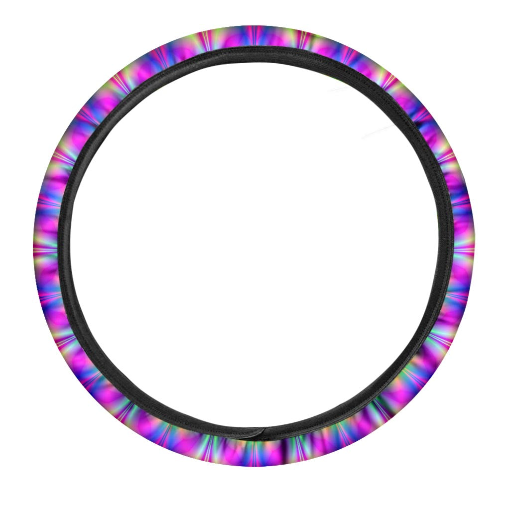 Neon Psychedelic Optical Illusion Car Steering Wheel Cover