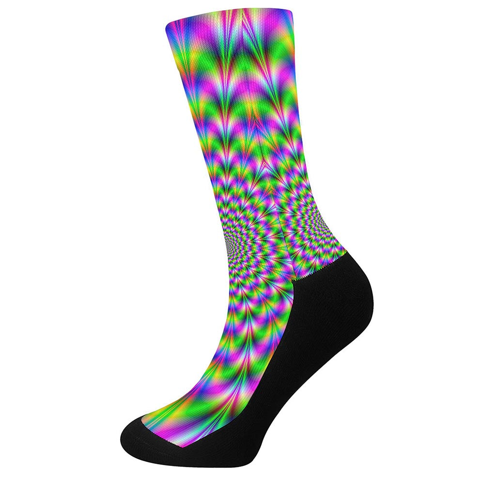 Neon Psychedelic Optical Illusion Crew Socks