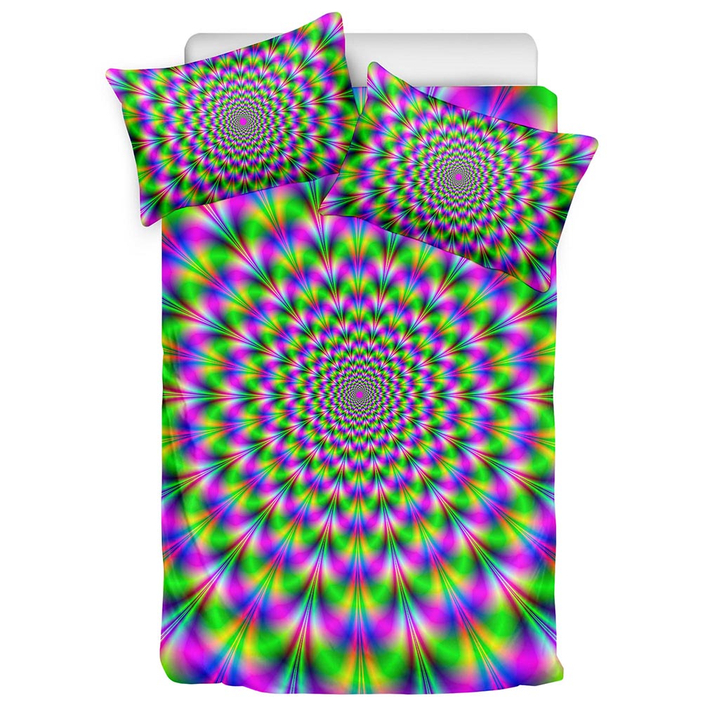 Neon Psychedelic Optical Illusion Duvet Cover Bedding Set