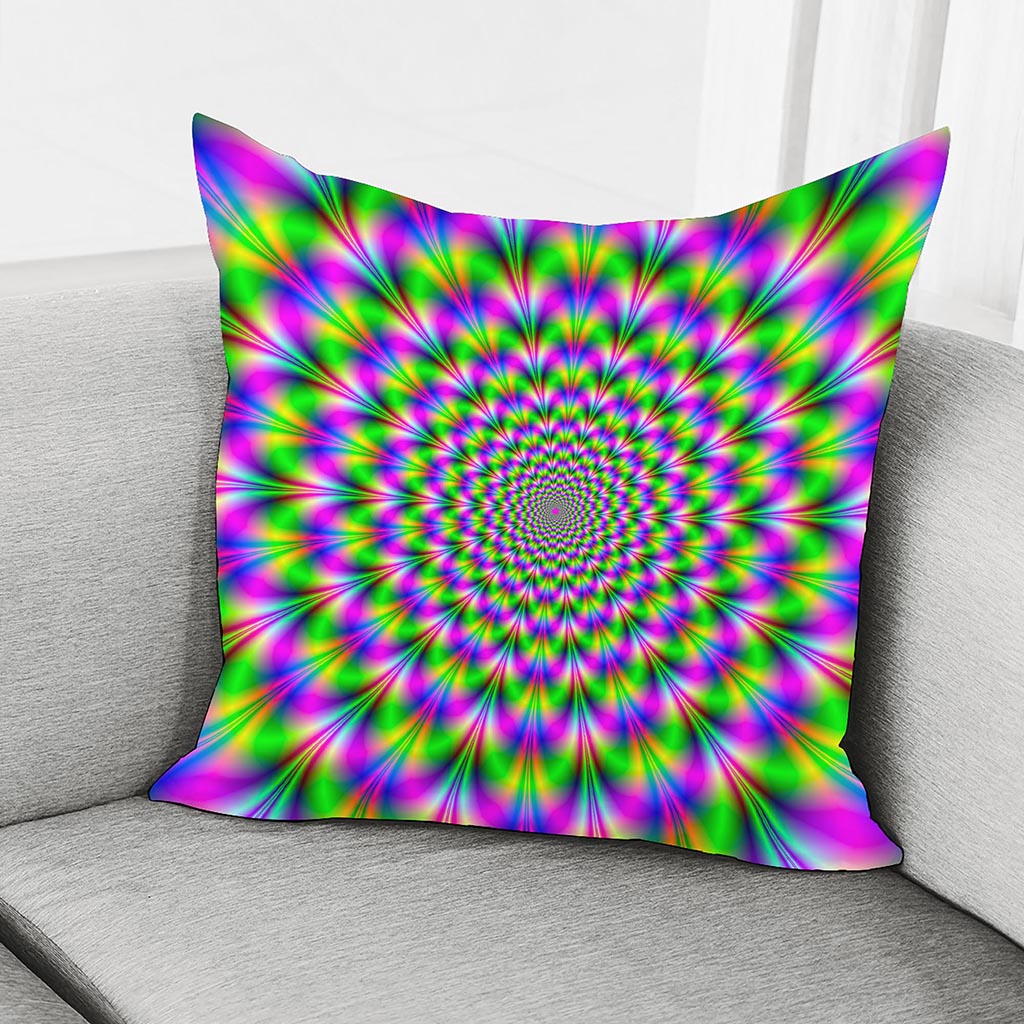 Neon Psychedelic Optical Illusion Pillow Cover