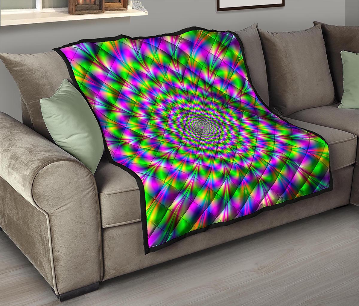 Neon Psychedelic Optical Illusion Quilt