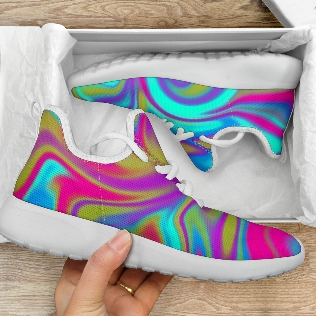Neon Psychedelic Trippy Print Mesh Knit Shoes GearFrost