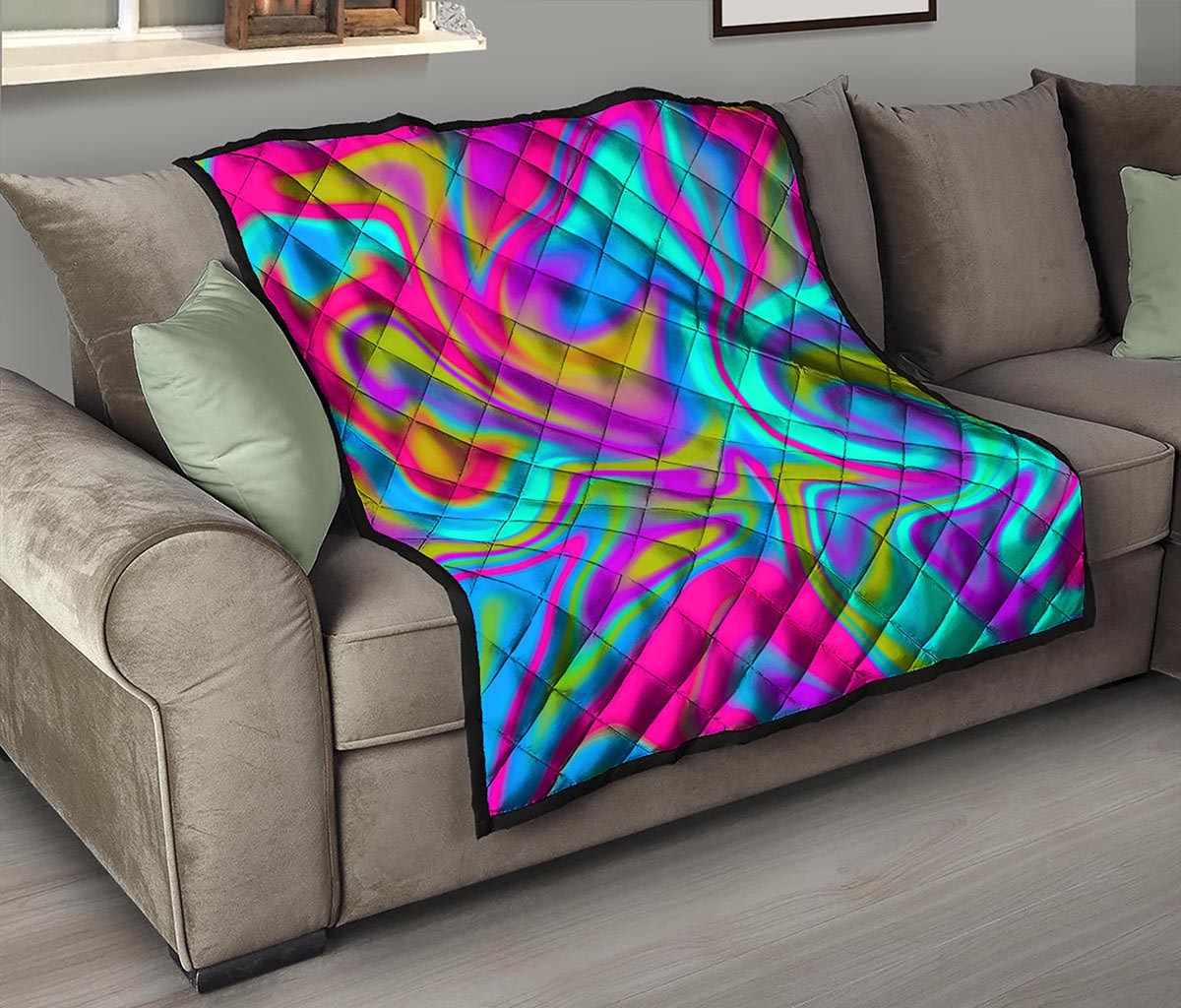 Neon Psychedelic Trippy Print Quilt