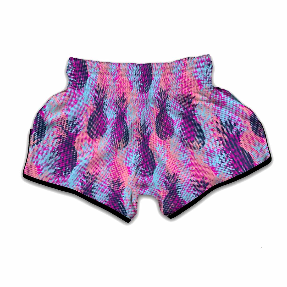 Neon Trippy Pineapple Pattern Print Muay Thai Boxing Shorts