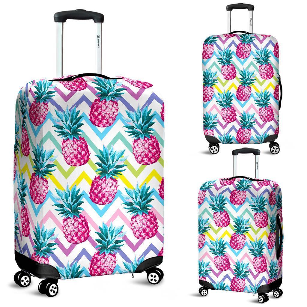 Neon Zig Zag Pineapple Pattern Print Luggage Cover GearFrost