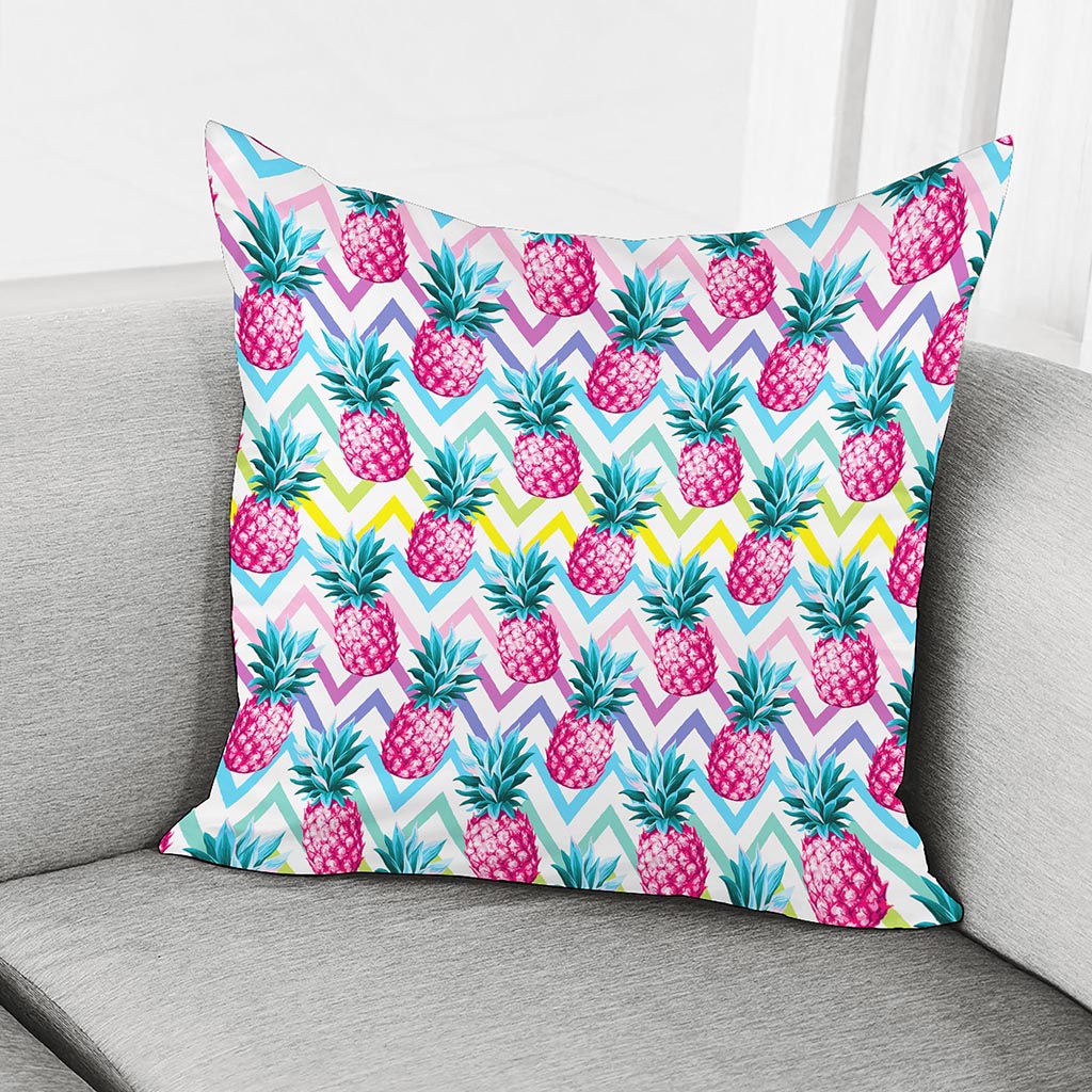 Neon Zig Zag Pineapple Pattern Print Pillow Cover