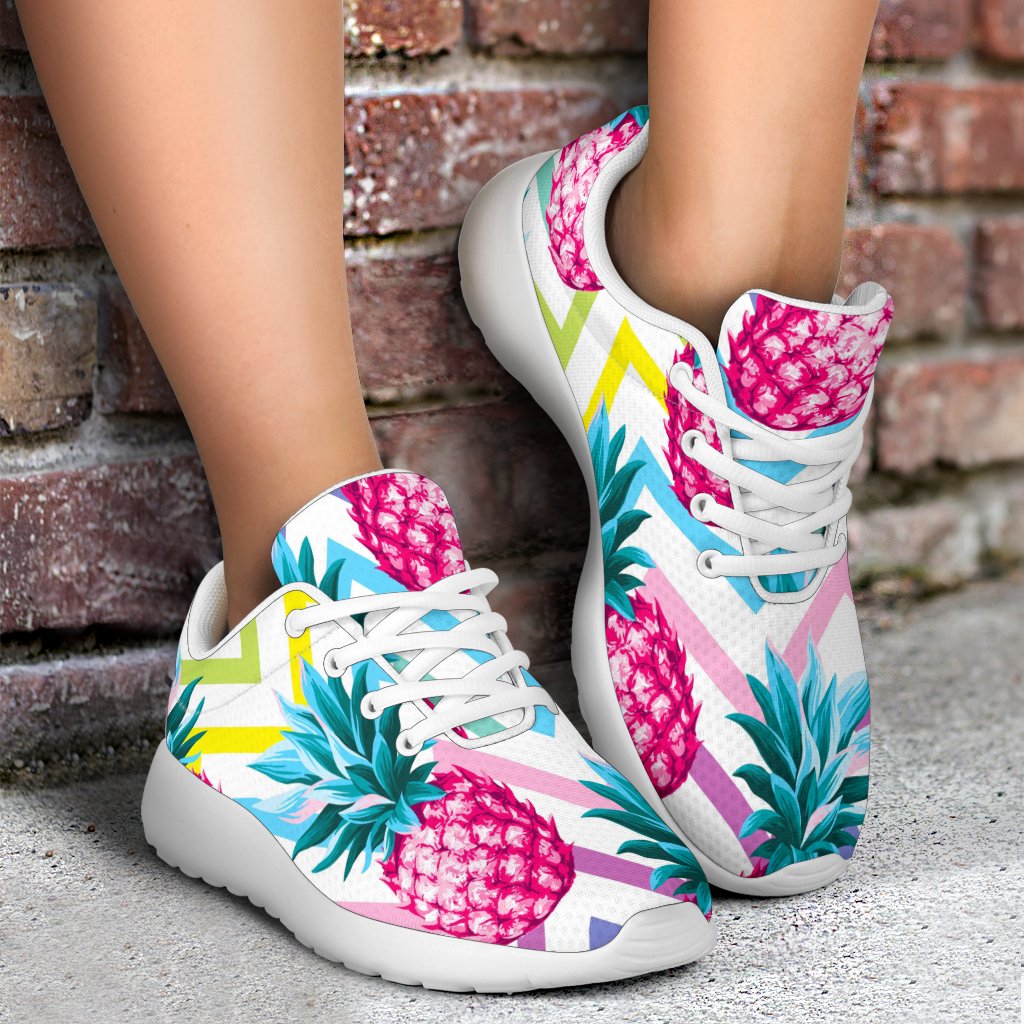 Neon Zig Zag Pineapple Pattern Print Sport Shoes GearFrost