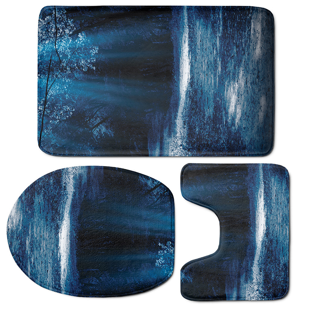 Night Forest And Moonlight Print 3 Piece Bath Mat Set