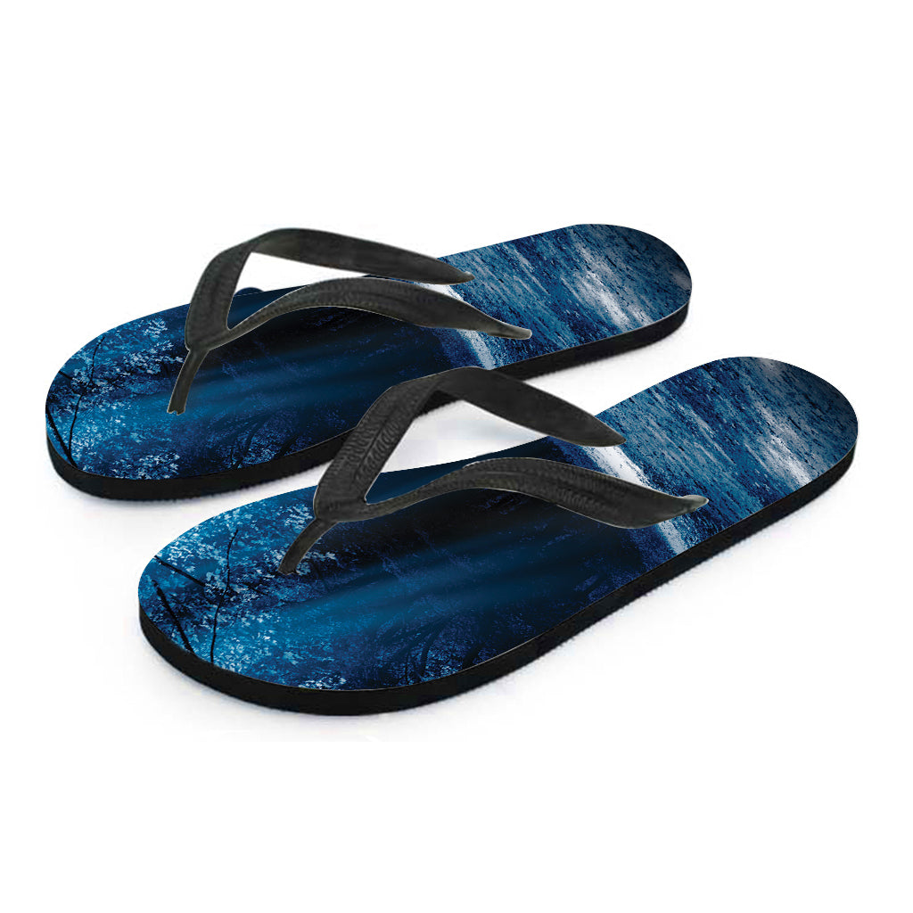 Night Forest And Moonlight Print Flip Flops