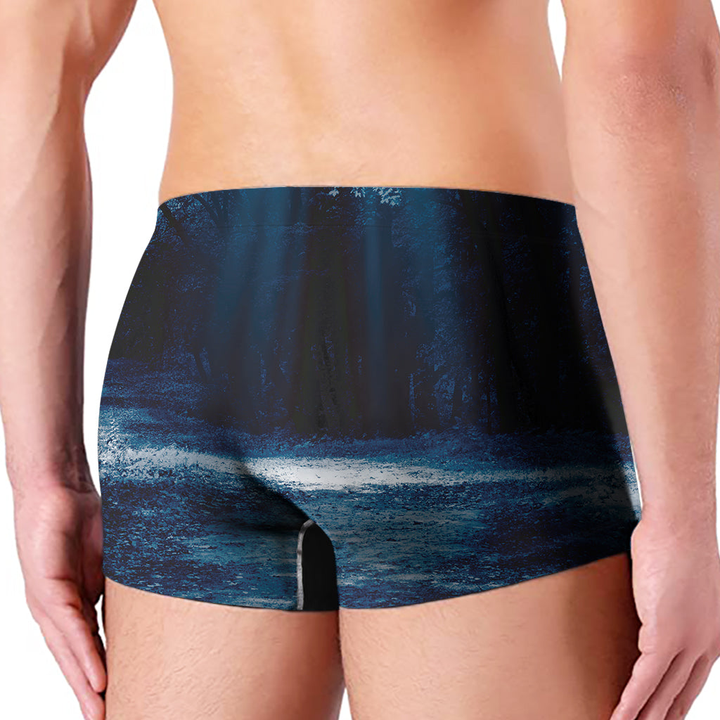 Night Forest And Moonlight Print Men's Boxer Briefs
