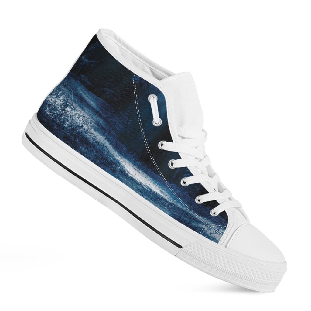 Night Forest And Moonlight Print White High Top Shoes