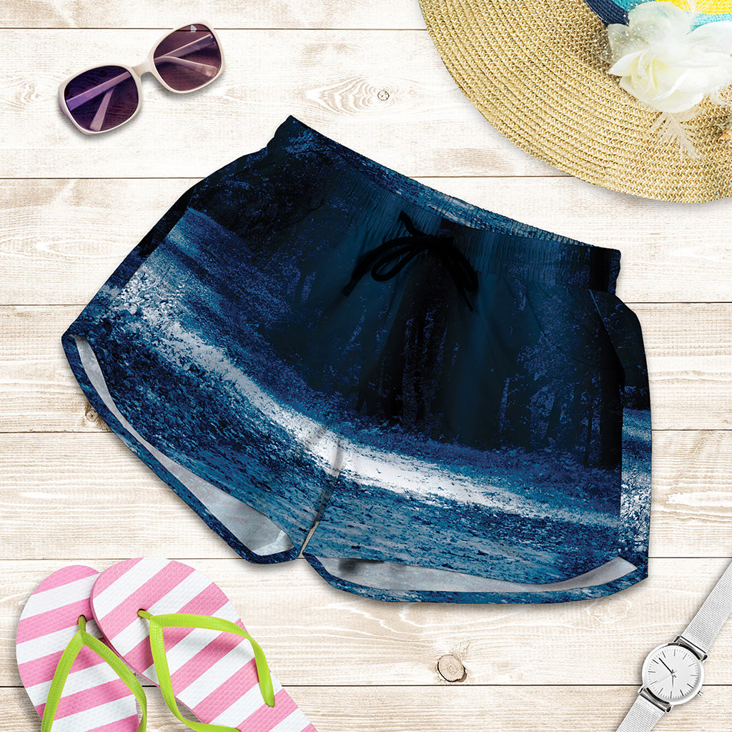 Night Forest And Moonlight Print Women's Shorts