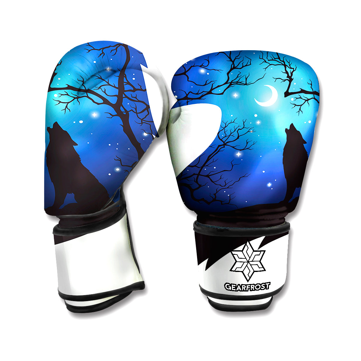 Night Forest Wolf Spirit Print Boxing Gloves
