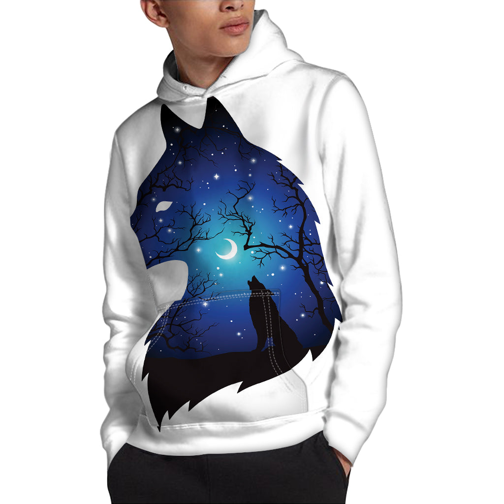 Night Forest Wolf Spirit Print Pullover Hoodie