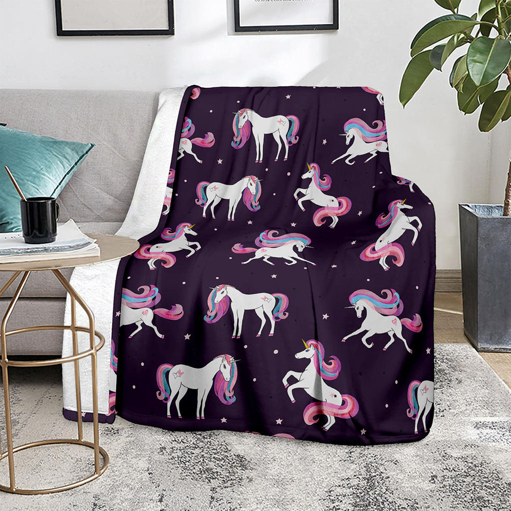 Night Girly Unicorn Pattern Print Blanket