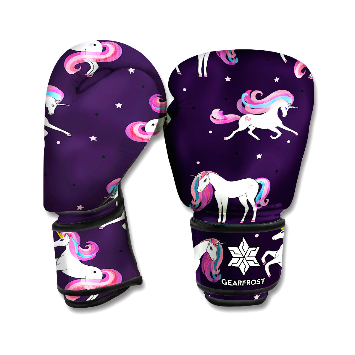 Night Girly Unicorn Pattern Print Boxing Gloves