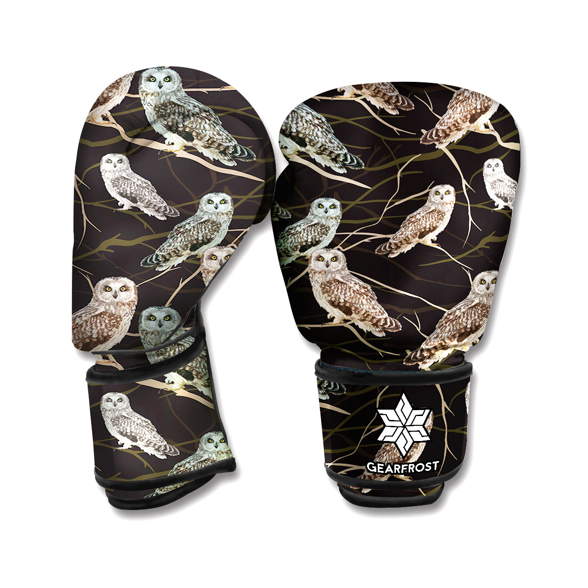 Night Owl Pattern Print Boxing Gloves