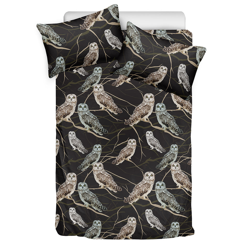 Night Owl Pattern Print Duvet Cover Bedding Set