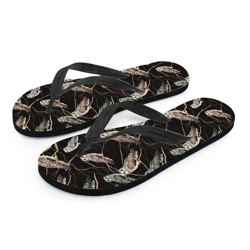 Night Owl Pattern Print Flip Flops