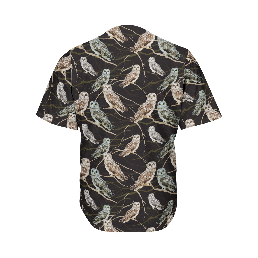 Night Owl Pattern Print Men's Baseball Jersey