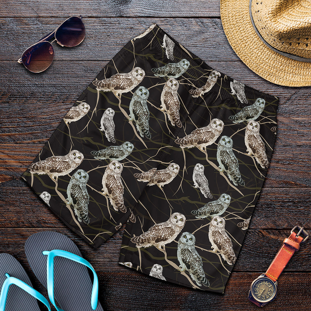 Night Owl Pattern Print Men's Shorts