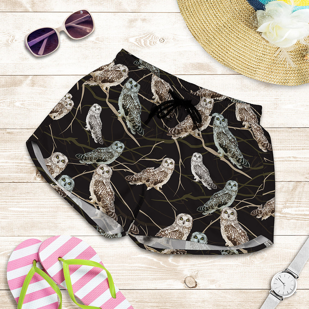 Night Owl Pattern Print Women's Shorts