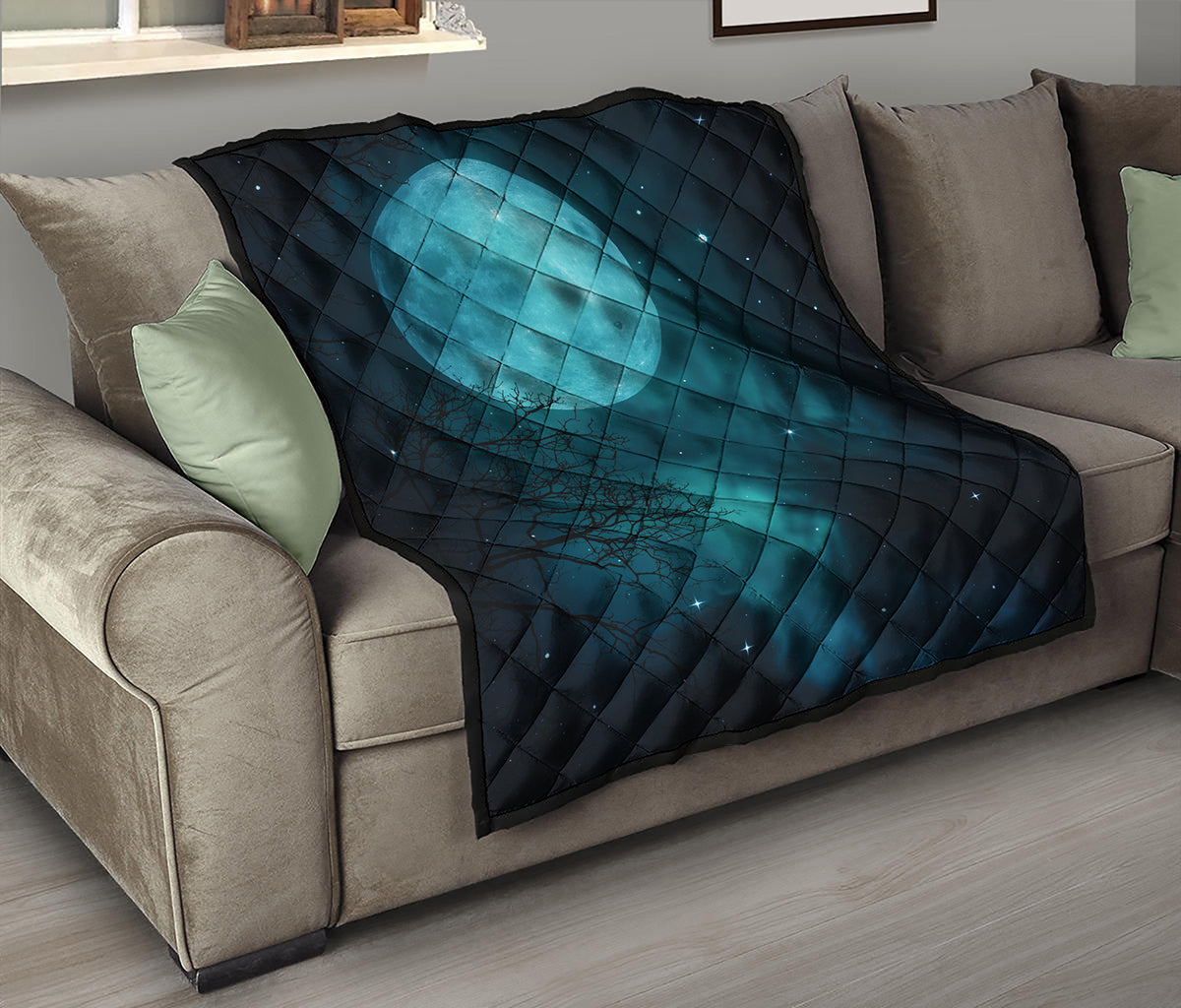 Night Sky And Full Moon Print Quilt