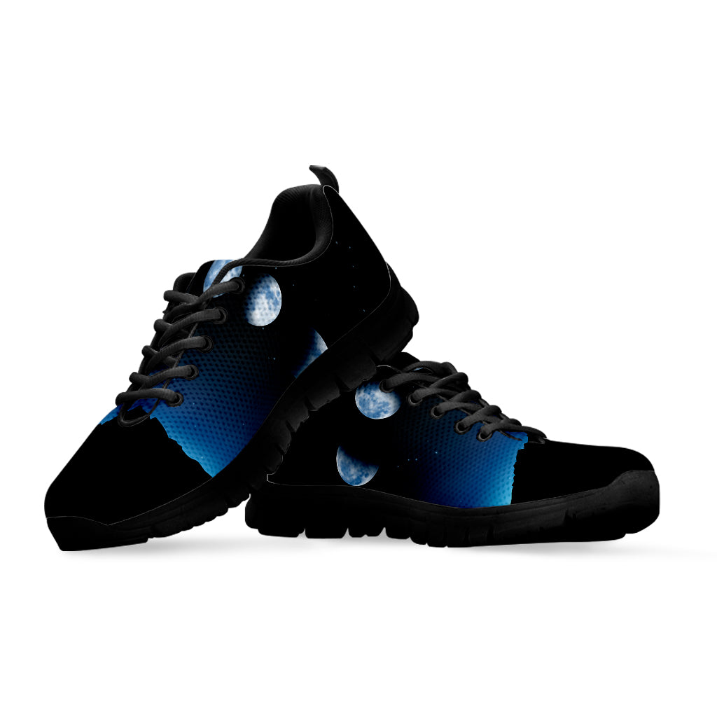 Night Sky And Moon Phase Print Black Sneakers