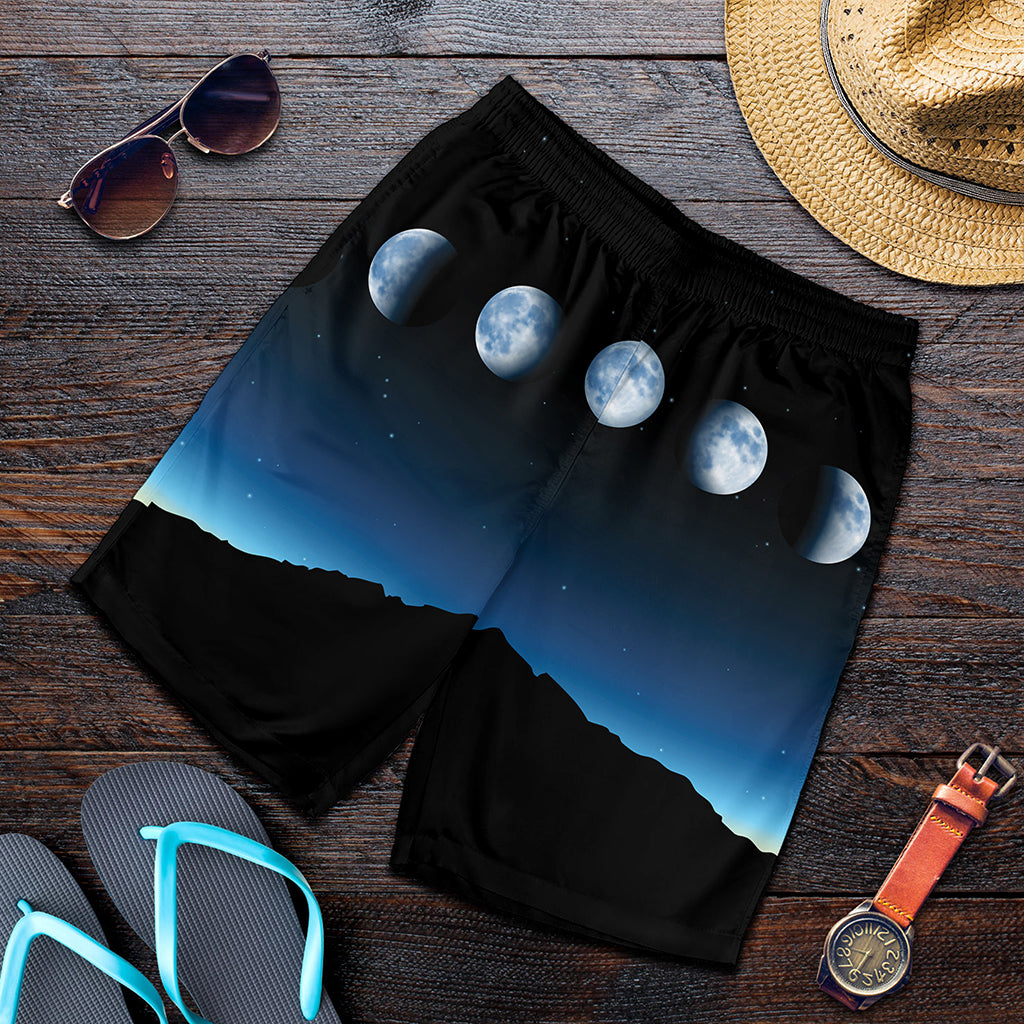 Night Sky And Moon Phase Print Men's Shorts