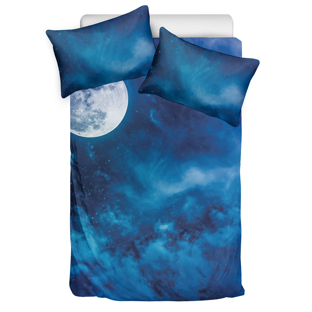Night Sky And Moonlight Print Duvet Cover Bedding Set