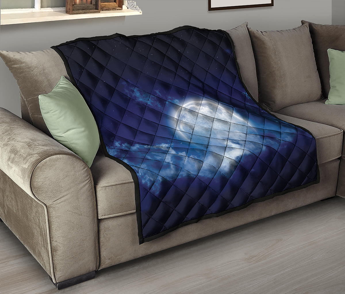 Night Sky Full Moon Print Quilt