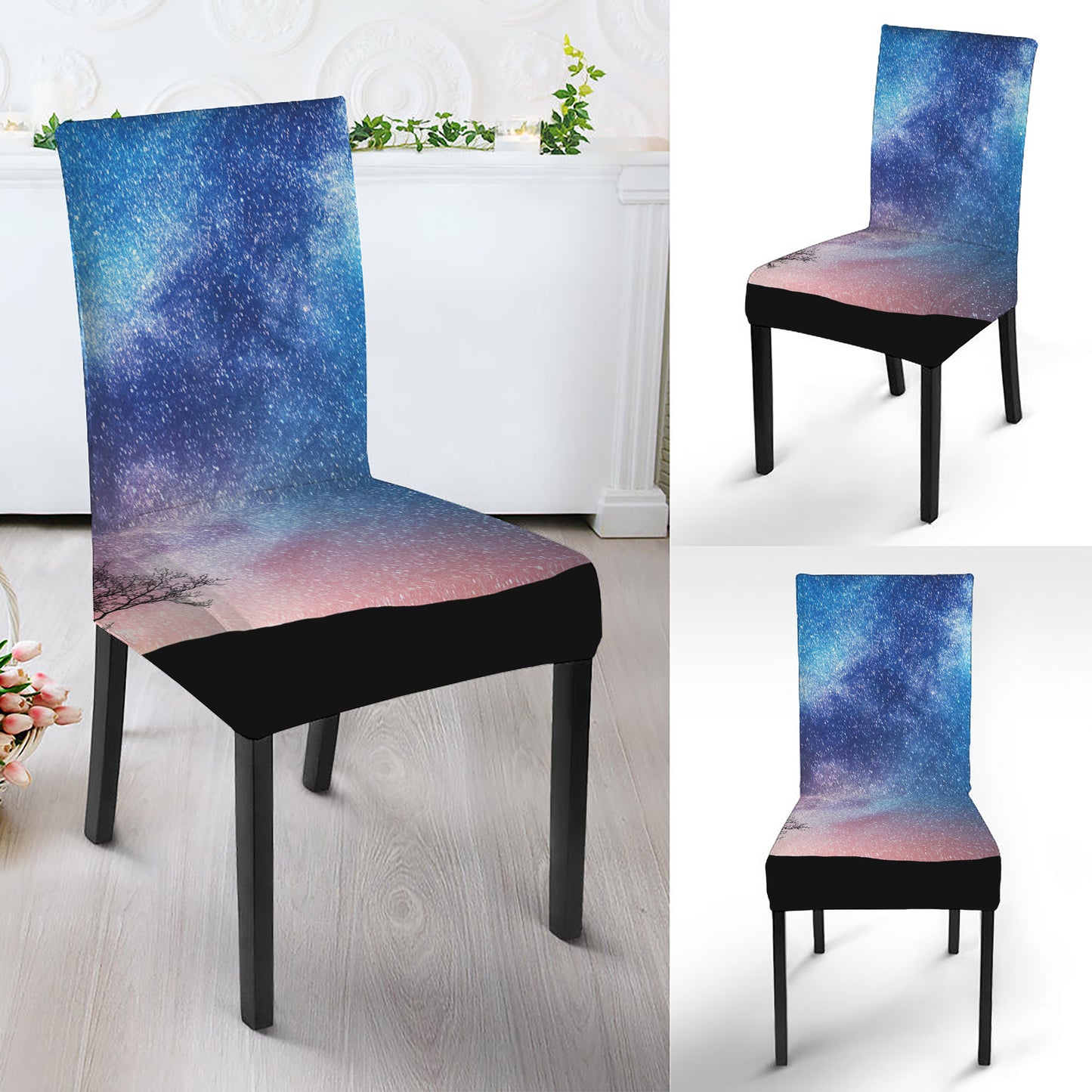 Night Sky Milky Way Print Dining Chair Slipcover