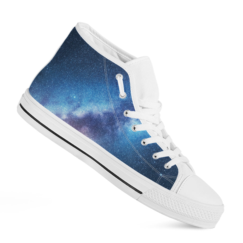 Night Sky Milky Way Print White High Top Shoes