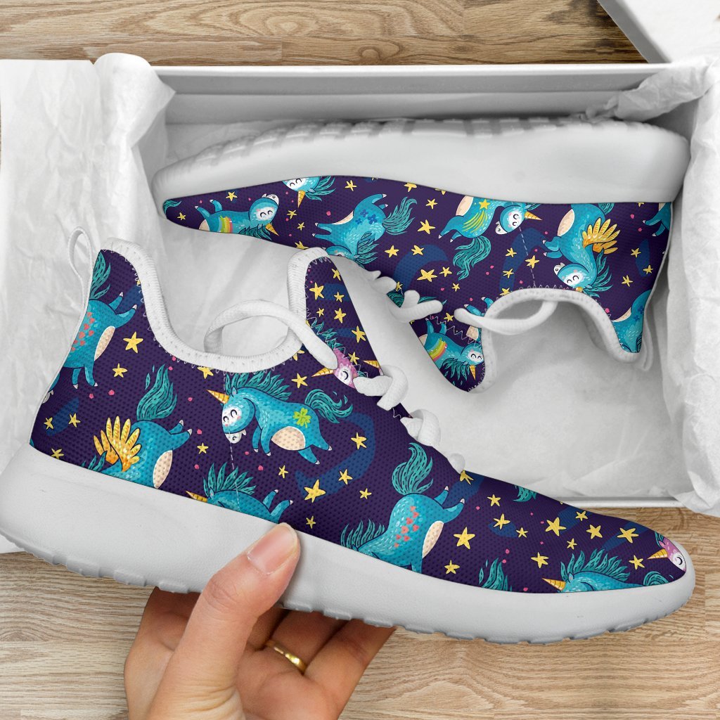 Night Star Unicorn Pattern Print Mesh Knit Shoes GearFrost
