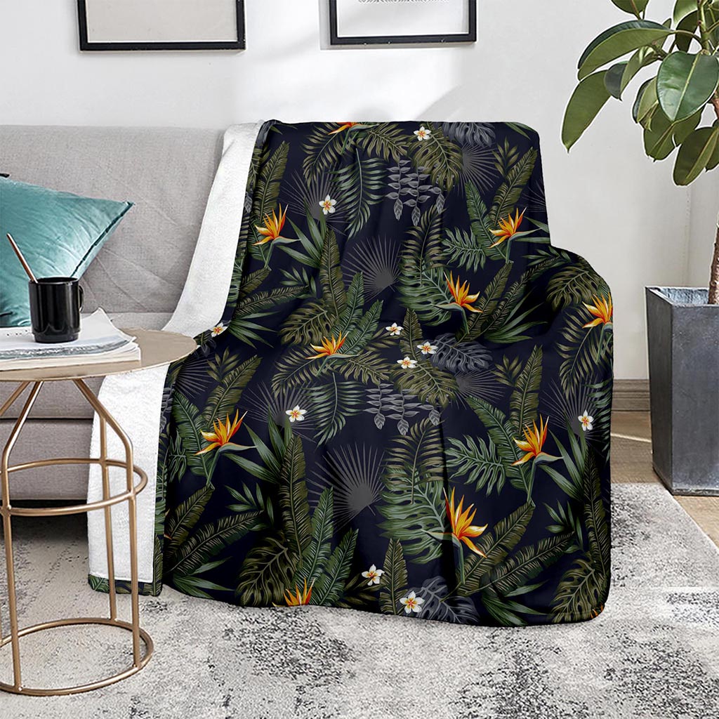Night Tropical Hawaii Pattern Print Blanket