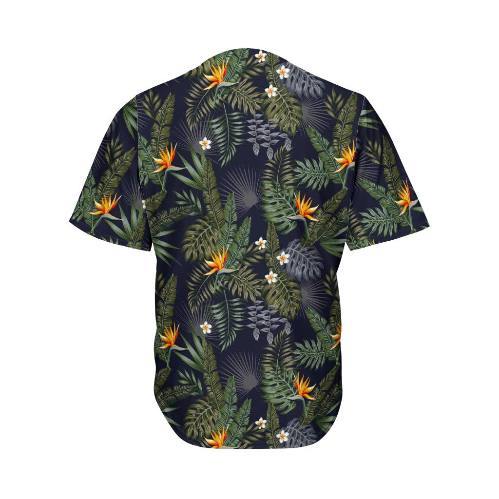 Night Tropical Hawaii Pattern Print Men's Baseball Jersey