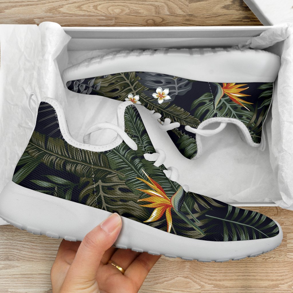 Night Tropical Hawaii Pattern Print Mesh Knit Shoes GearFrost