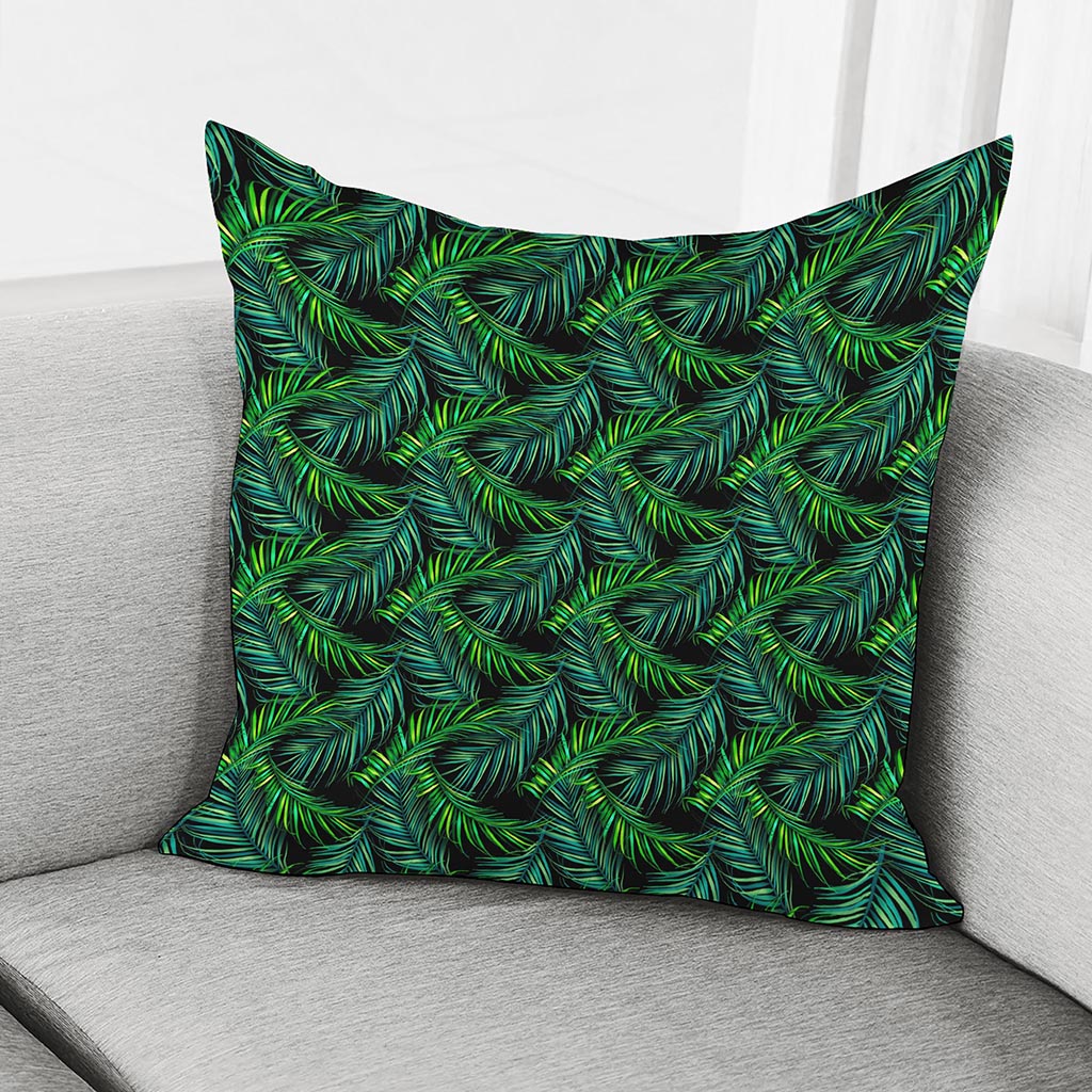 Night Tropical Palm Leaves Pattern Print Pillow Cover